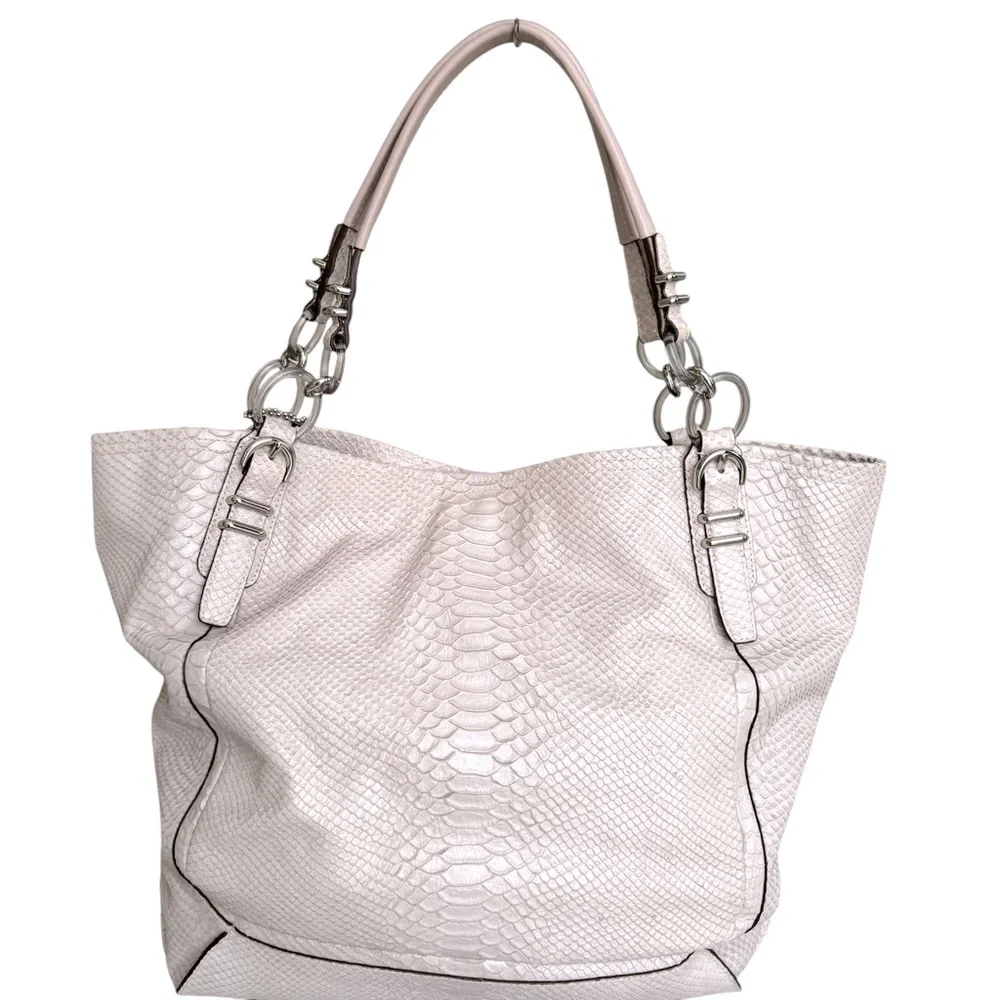🆕 Coach Kristin Python Large Tote Shoulder Bag Snakeskin